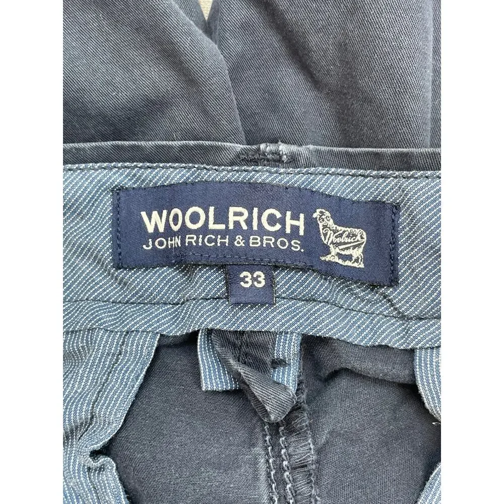 Woolrich Shorts Mens 32 Navy Blue Cotton Blend Flat Front Chino 11